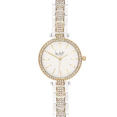 Ladies silver plated crystal analogue watch